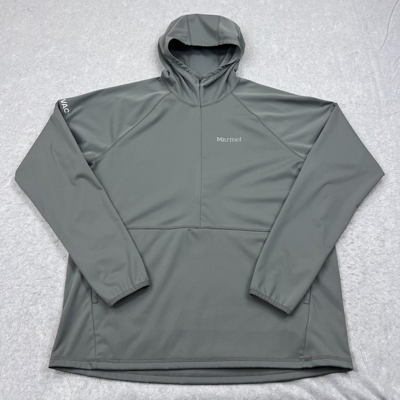 Marmot Zenyatta 1/2 Zip Hoody Mens XL Slate Gray Pullover Soft Jacket LOGO Layer - Picture 1 of 14